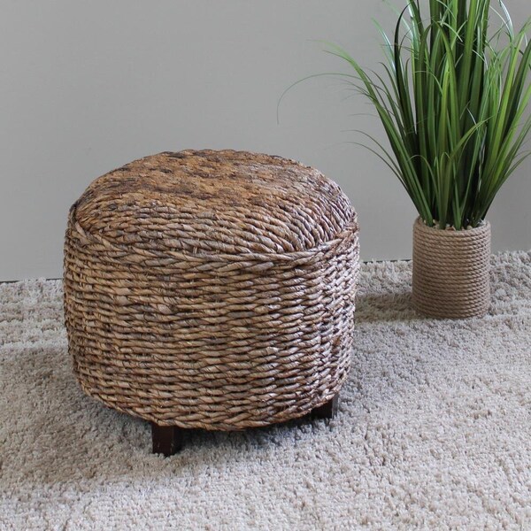 International Caravan Arizona Abaca Round Cushioned Top Stool, Salak Brown SG-3352-RD - main